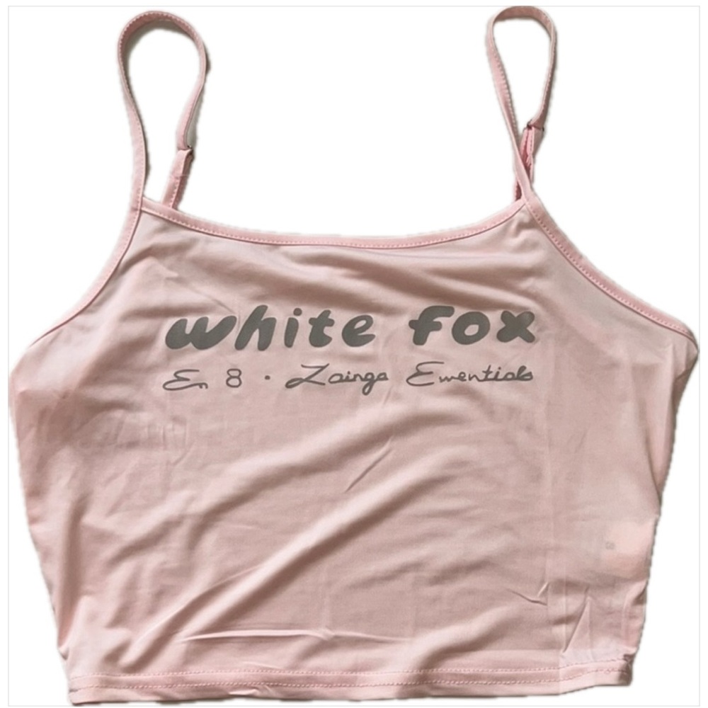 White Fox Boutique Light Pink Logo Crop Cami